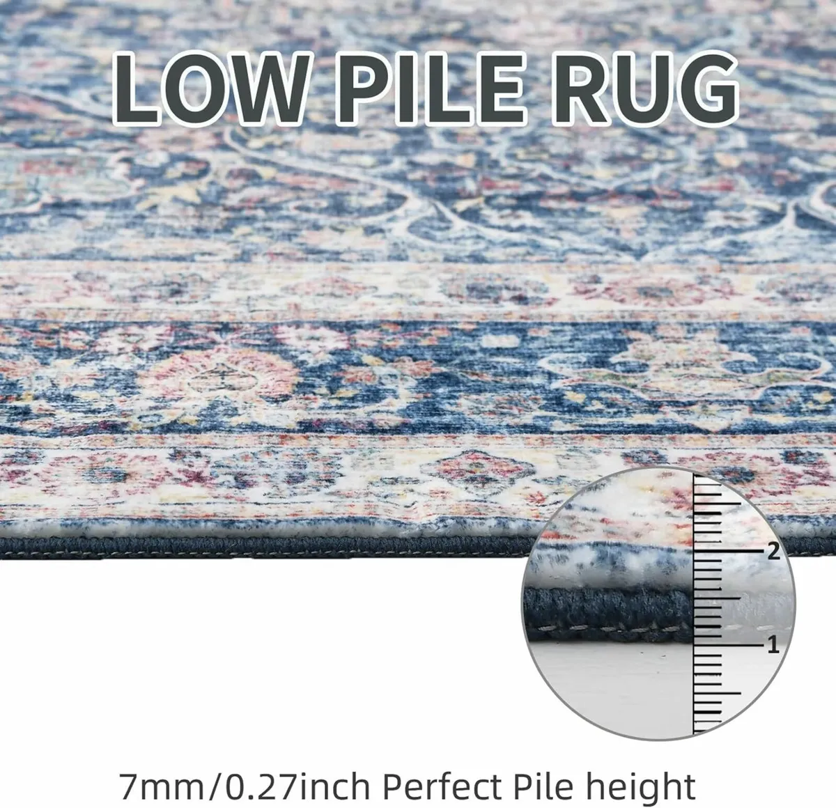 Boho Vintage Blue Living Room Large Rugs 160x230cm - Image 3