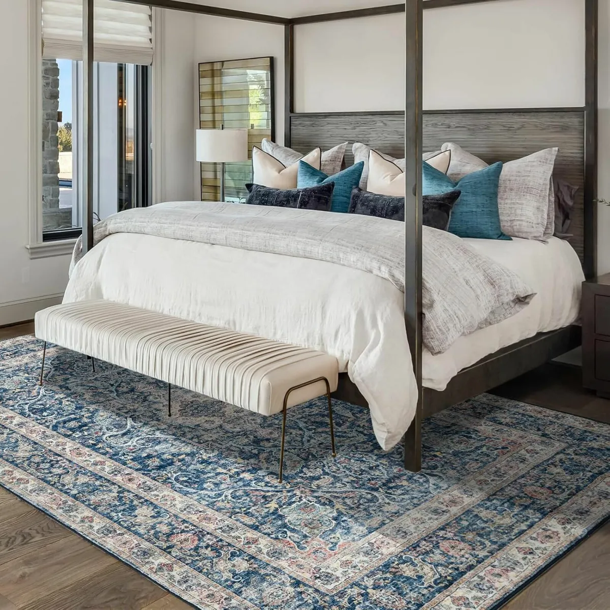 Boho Vintage Blue Living Room Large Rugs 160x230cm - Image 4