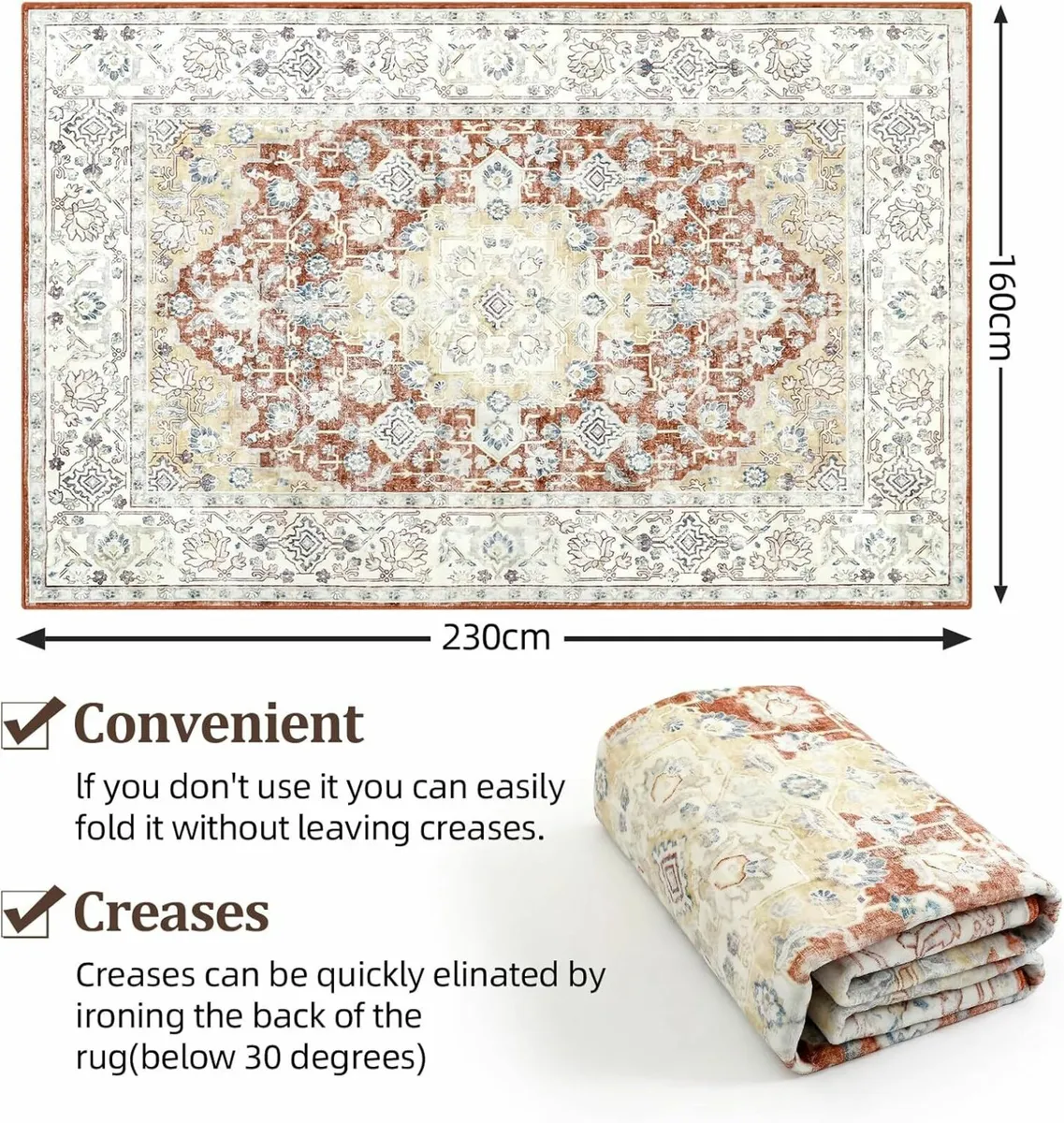 Living Room Vintage Soft Washable Rugs 160x230 cm - Image 4