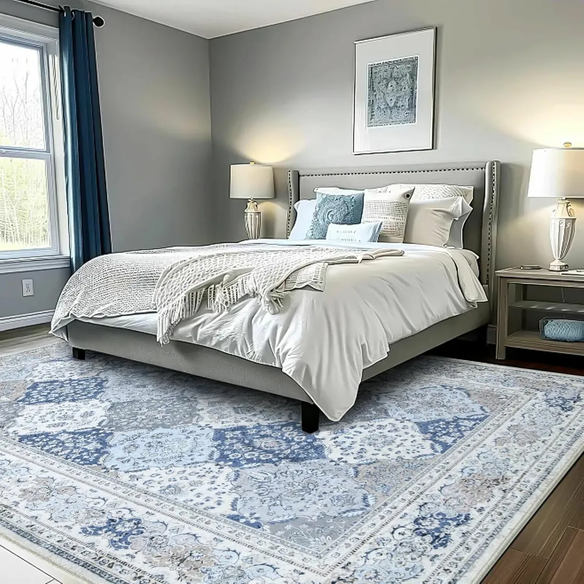 Living Room Large 160x230cm Bedroom Rug blue - Image 4