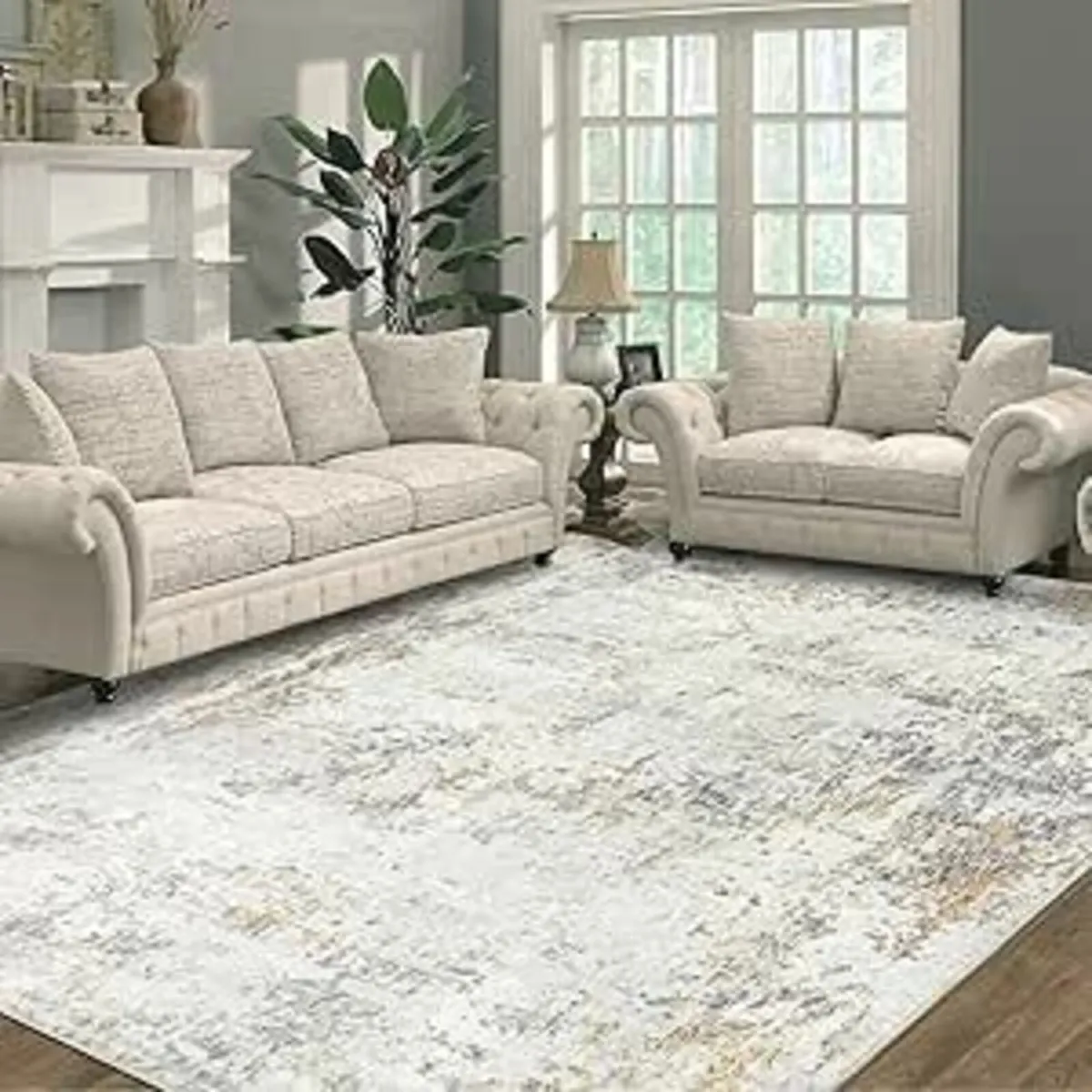 160x230cm Large Abstract Rugs Living Room Beige - Image 2