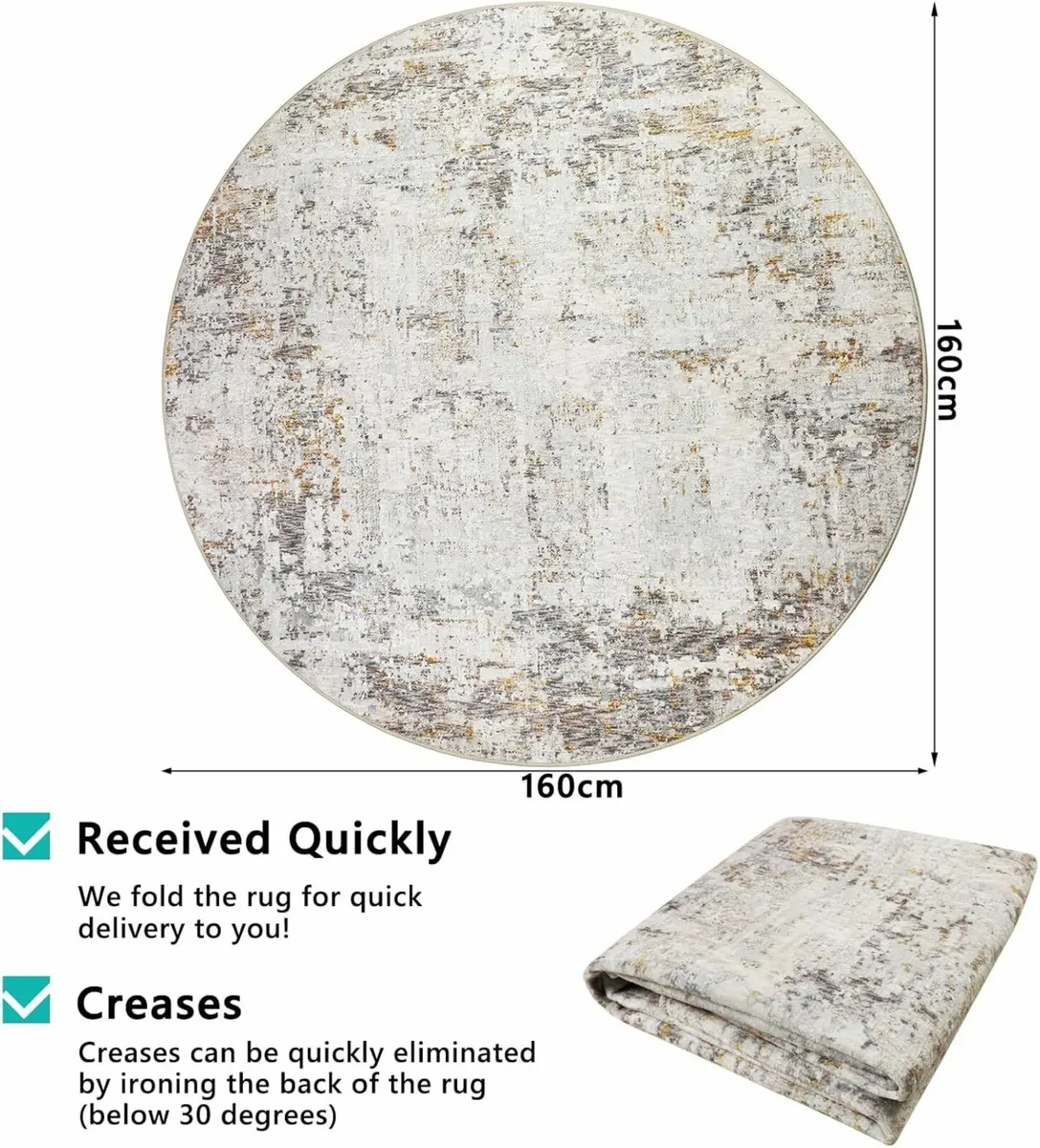 Abstract Rugs Round ø160cm Living Room Beige - Image 2