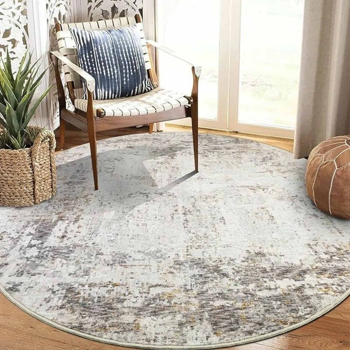 Abstract Rugs Round ø160cm Living Room Beige - Image 1