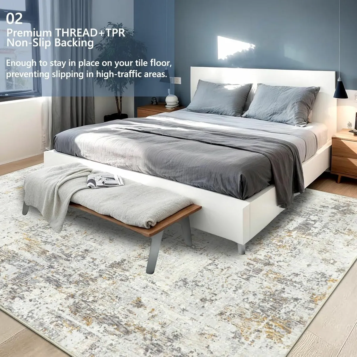 240x340cm Large Modern Rugs bedroom Decor, Beige - Image 1
