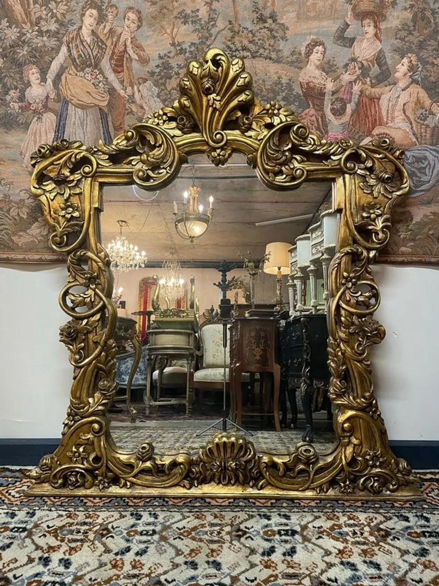 Large Ornate Rococo Style Gilt Mirror - Image 1