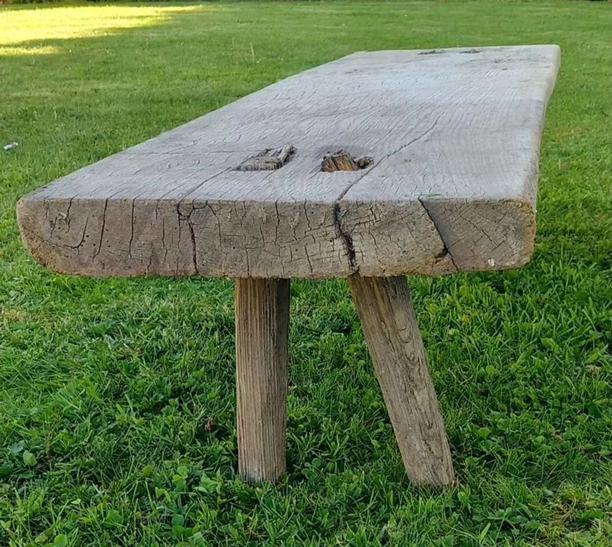 antique handcrafted pig bench - Image 1