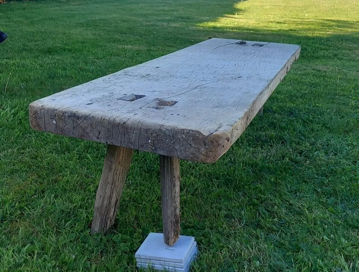 antique handcrafted pig bench - Image 2