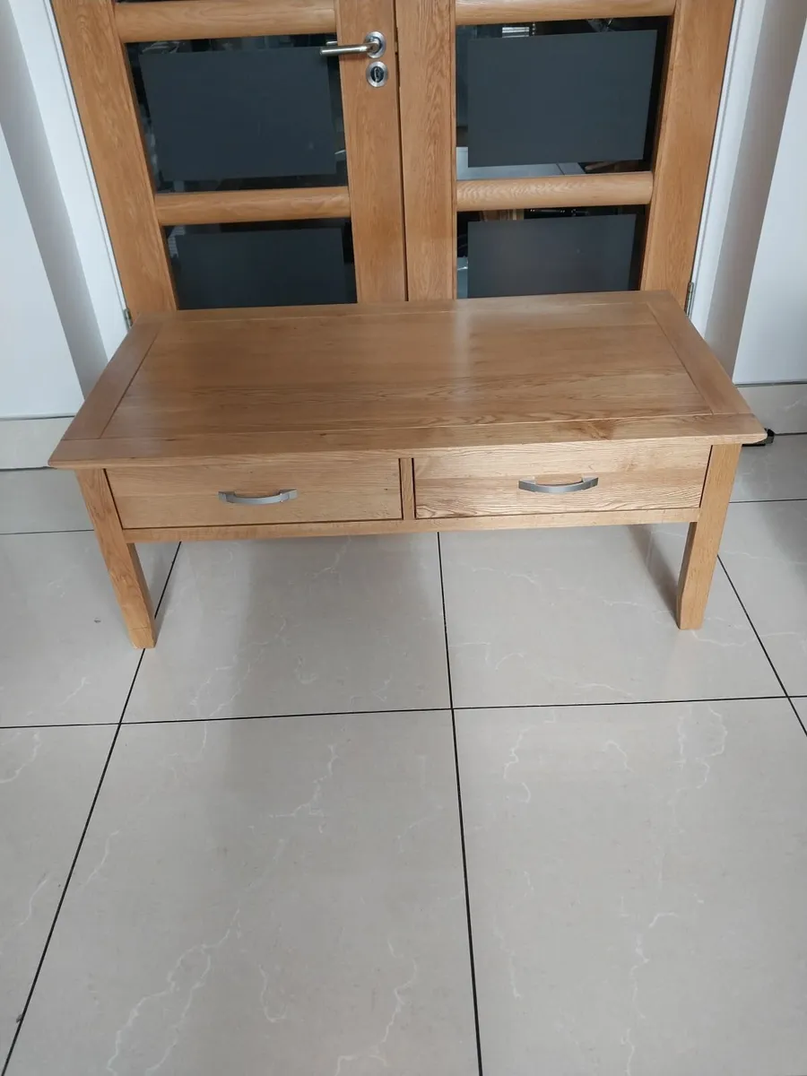 White oak cabinet and matching table - Image 3
