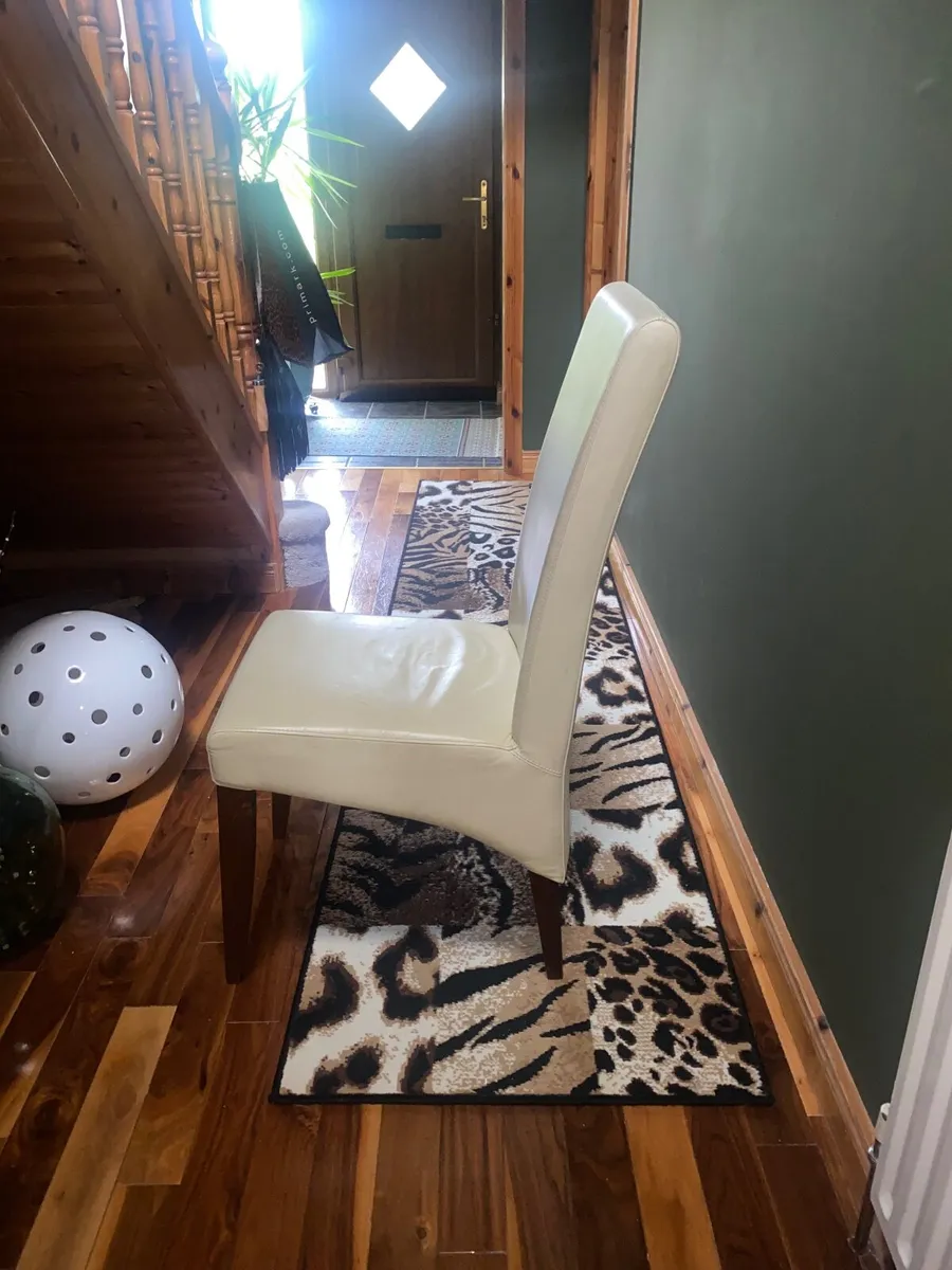 Cream leather kitchen chairs x 6 - Image 3