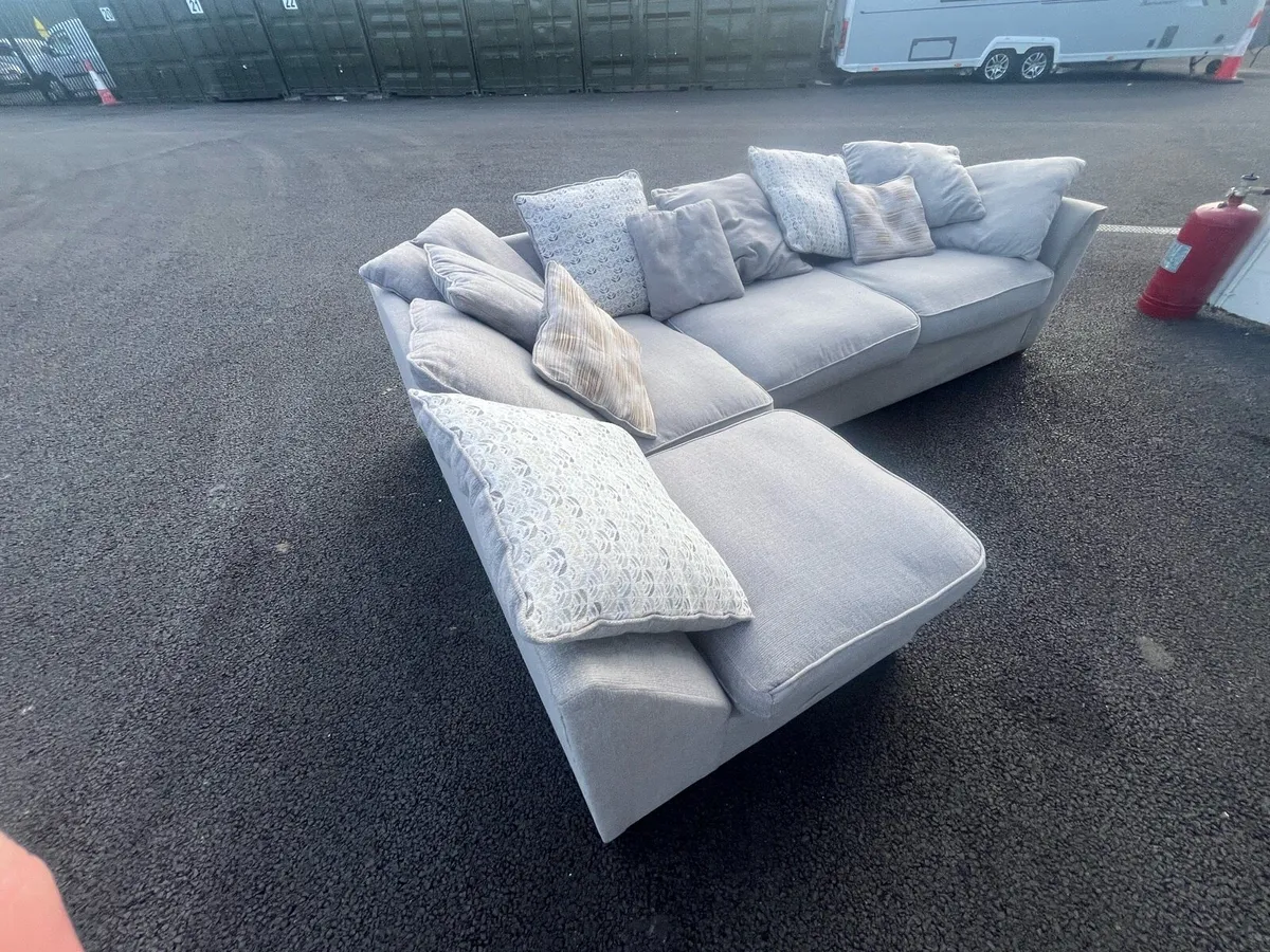 Grey corner sofa couch furniture set - Image 1