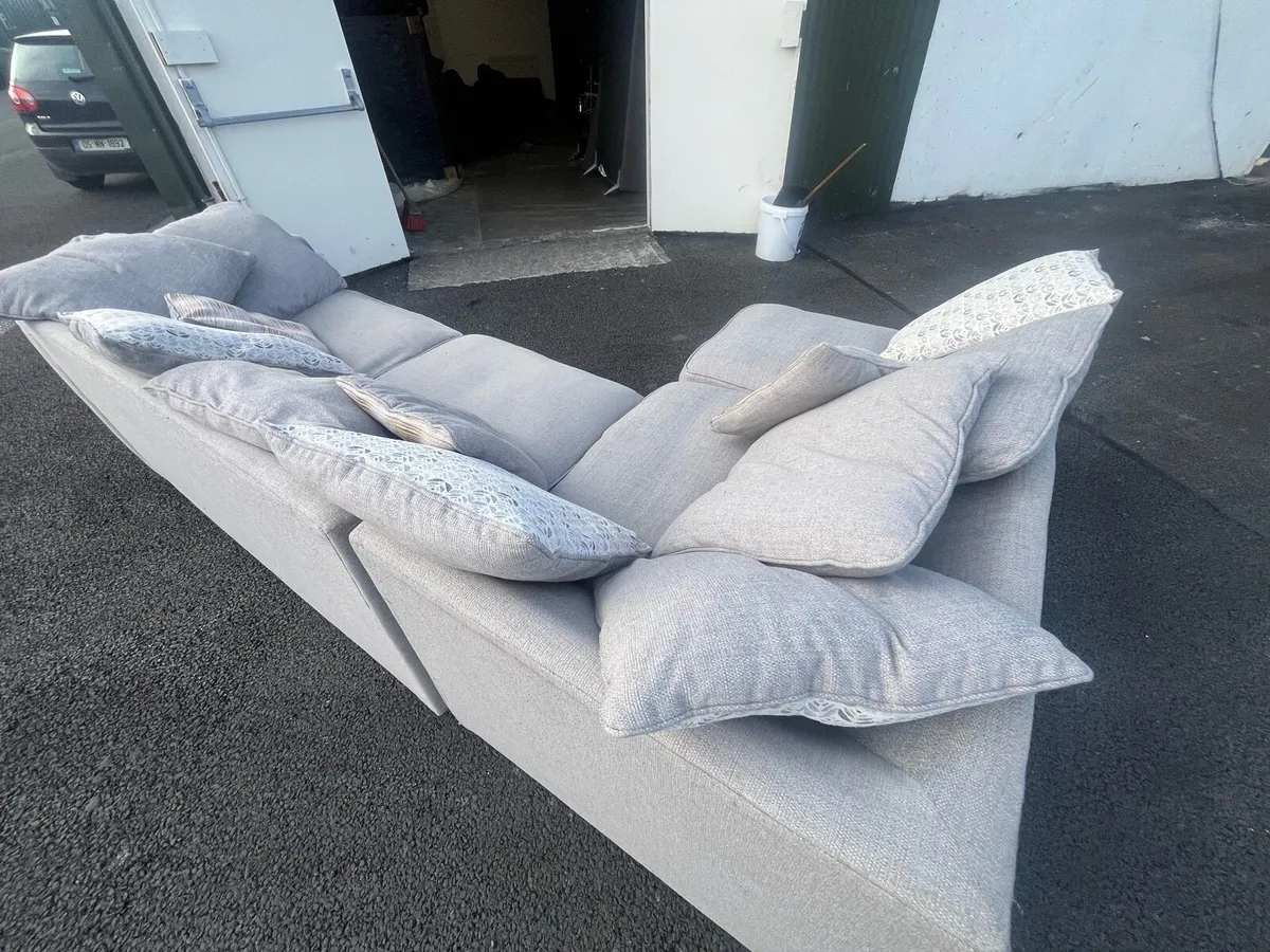 Grey corner sofa couch furniture set - Image 4