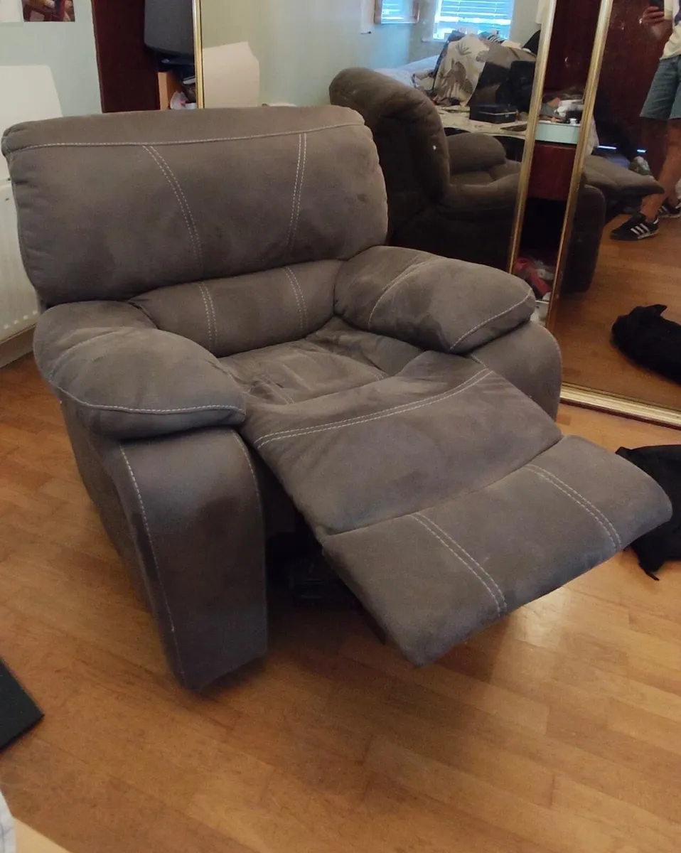 Large suede armchair - Image 1