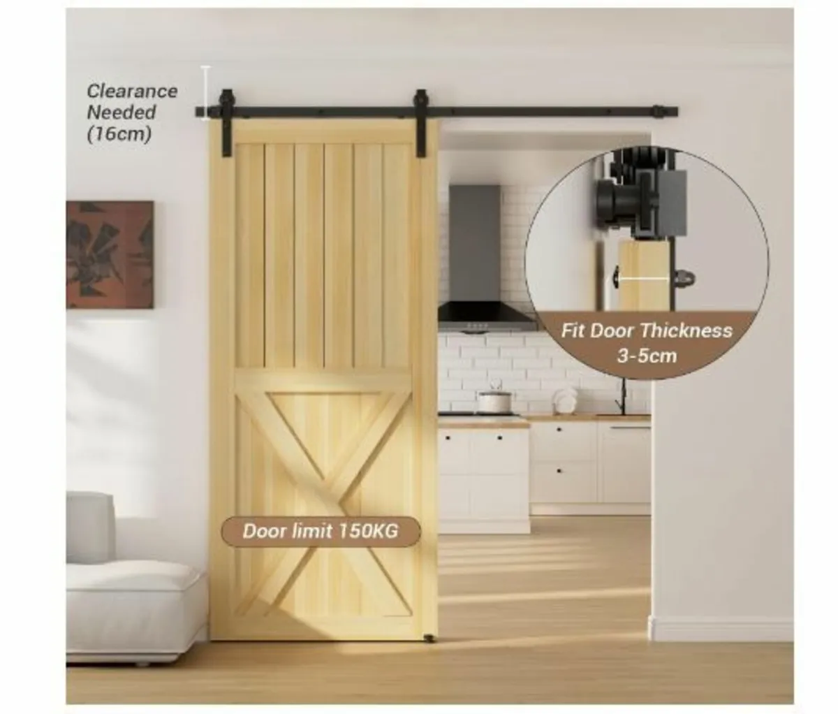 200CM Sliding Door Kit, 6 Foot - Image 3