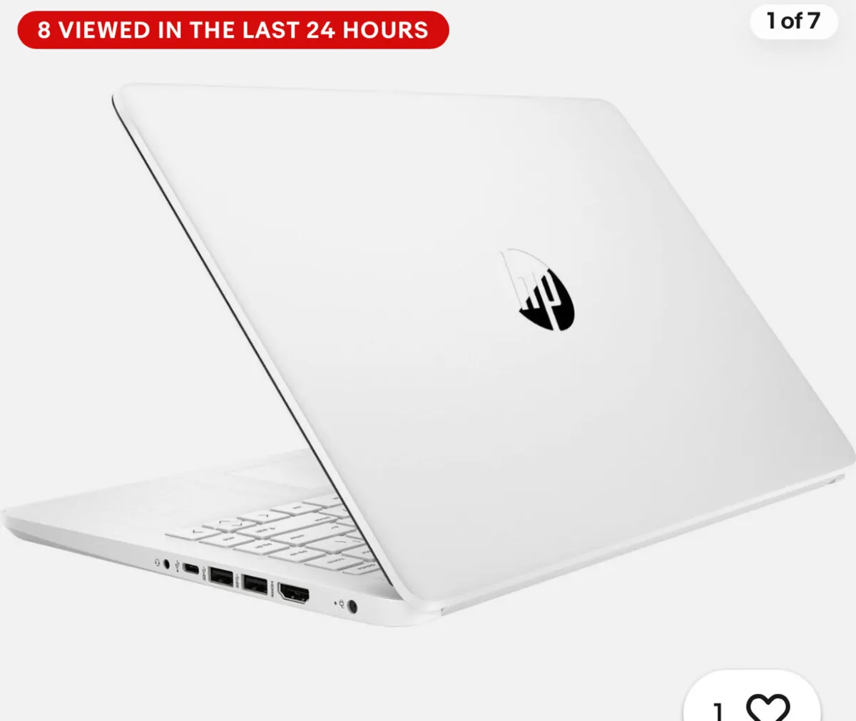 HP White 14” Laptop - Image 1