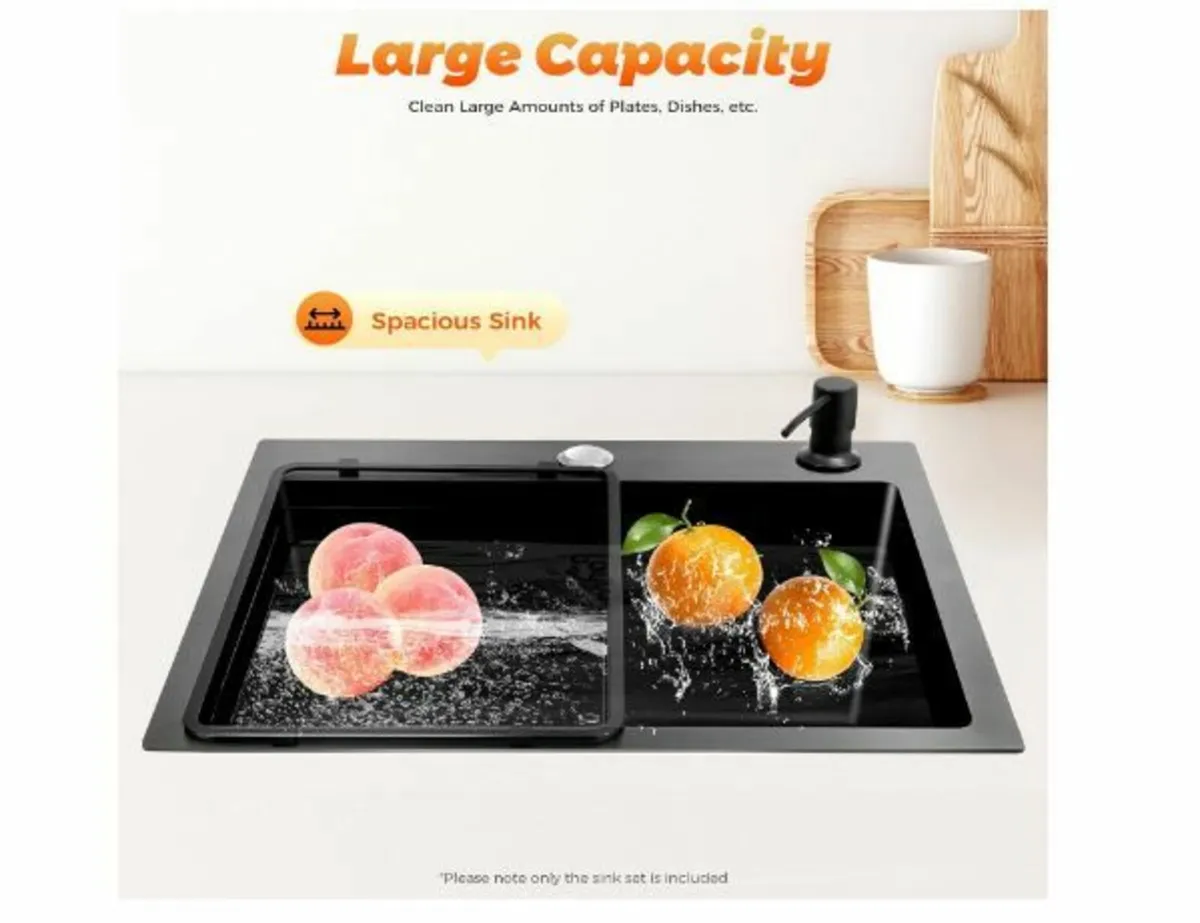 Kitchen Sink, Black Granite, 40 x 45 cm - Image 3