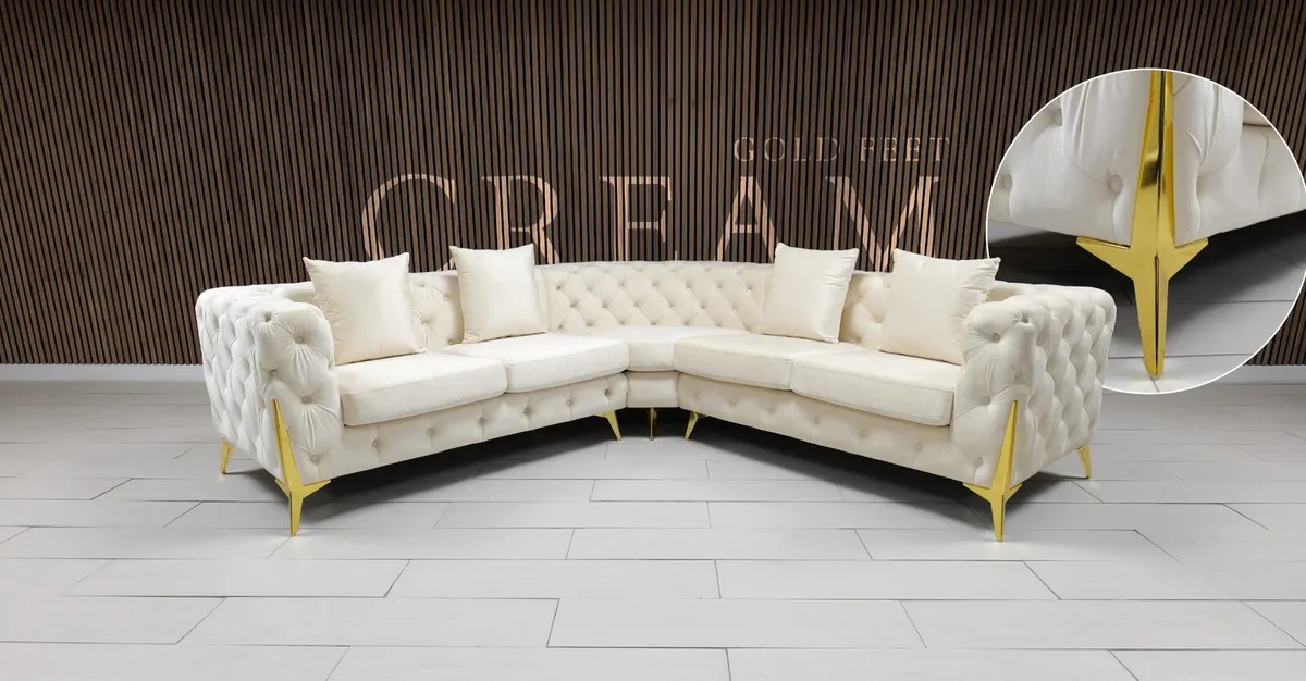 Paris Cream Chesterfield Corner Sofa - Image 1