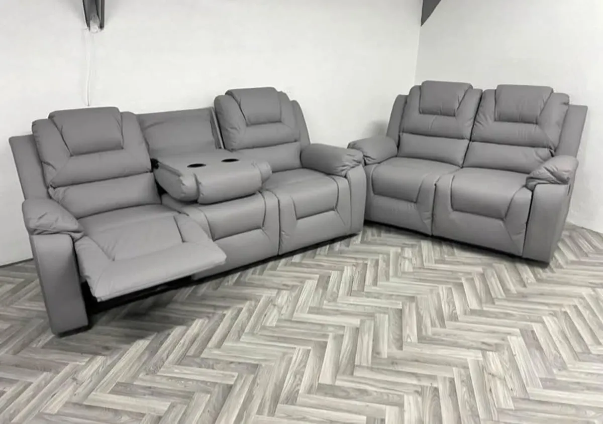3+2 Axel Leather Manual Recliner Sofa Set - Image 3