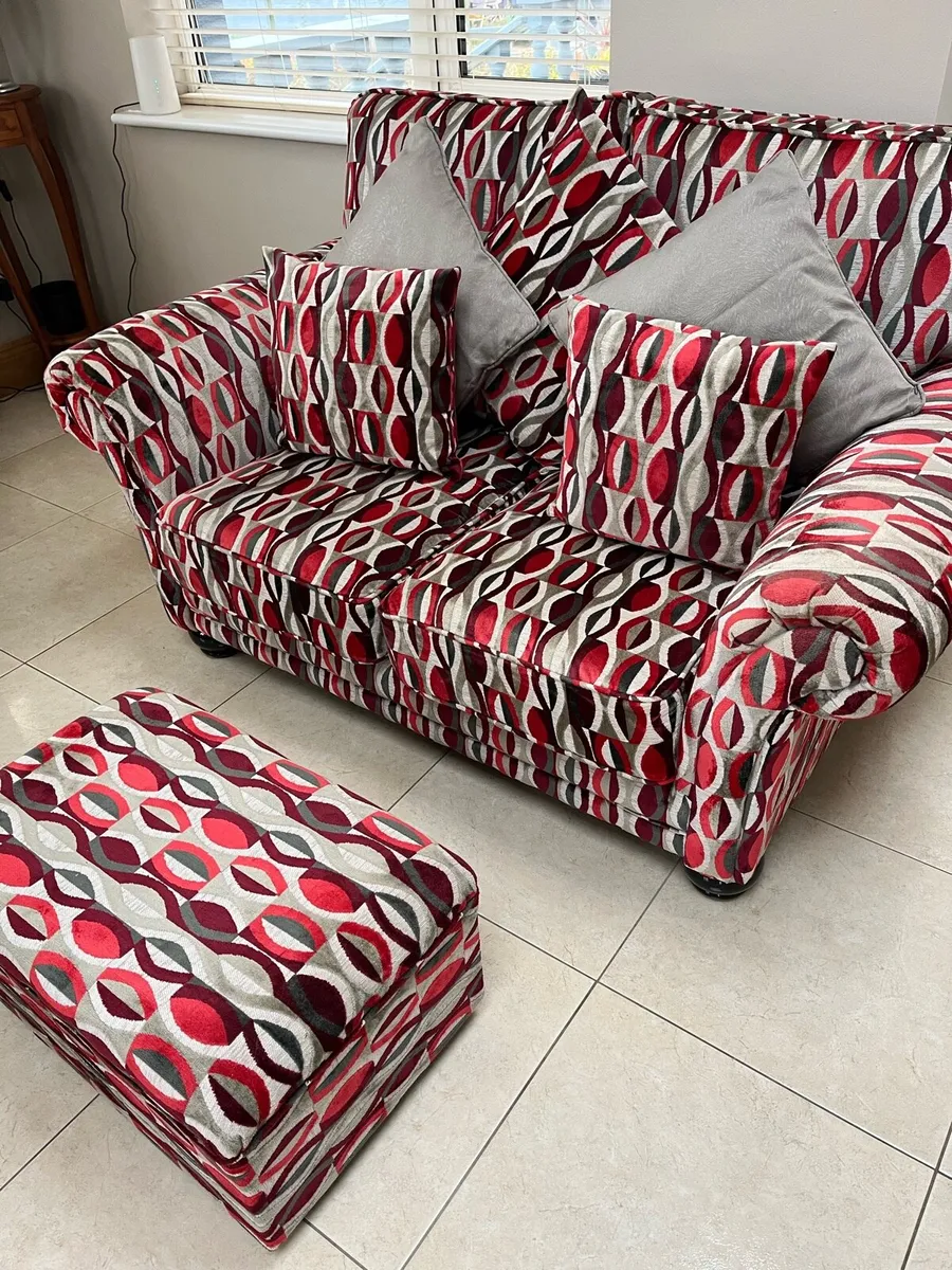 2 Queen Anne Armchairs, couch and foot stool - Image 3
