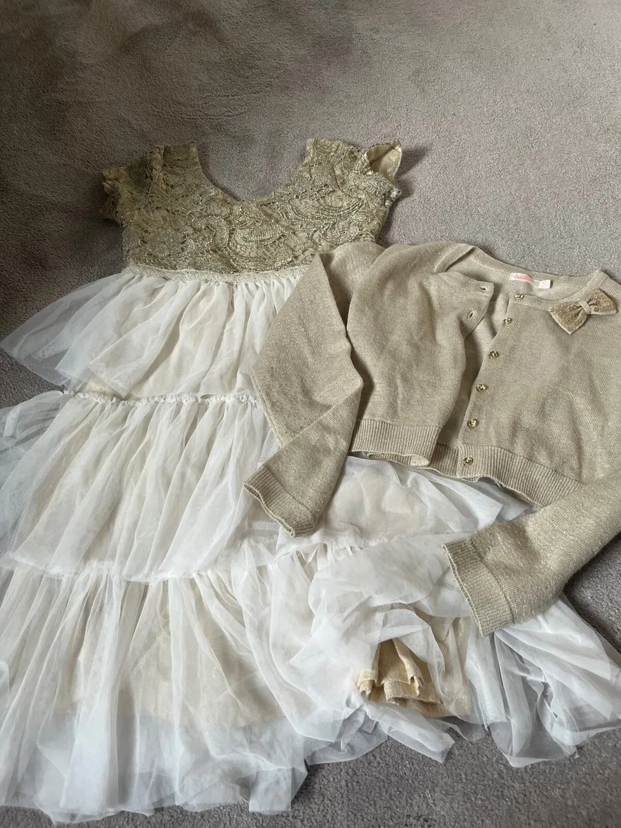 Child’s dress, matching cardigan and tights