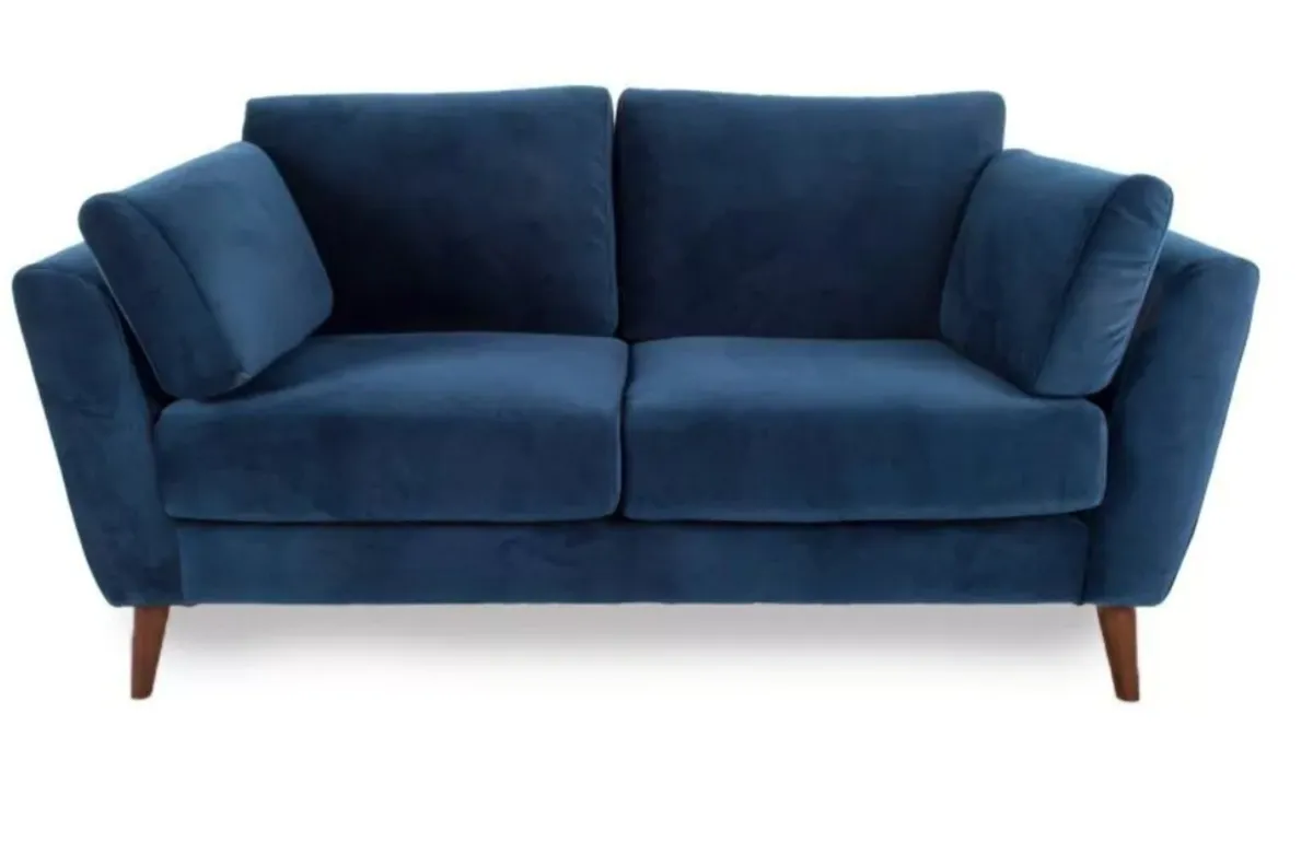 Couch 2 seater blue velvet - Image 1