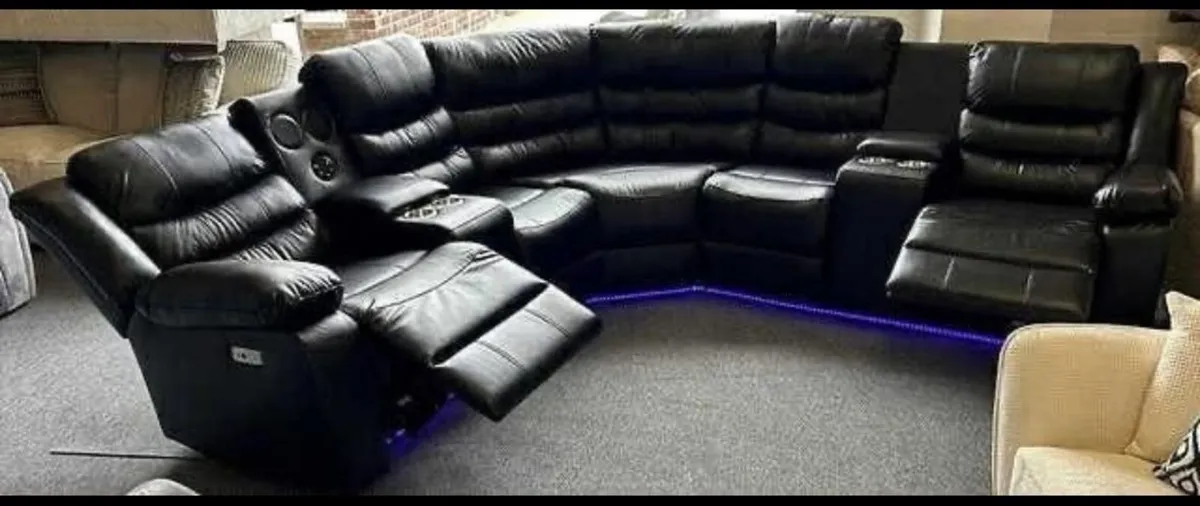 New leather electric corner sofa with led lights