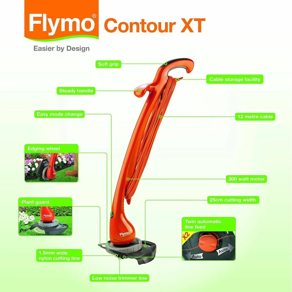 Electric Grass Trimmer Edger Cutting Width 25 cm - Image 4