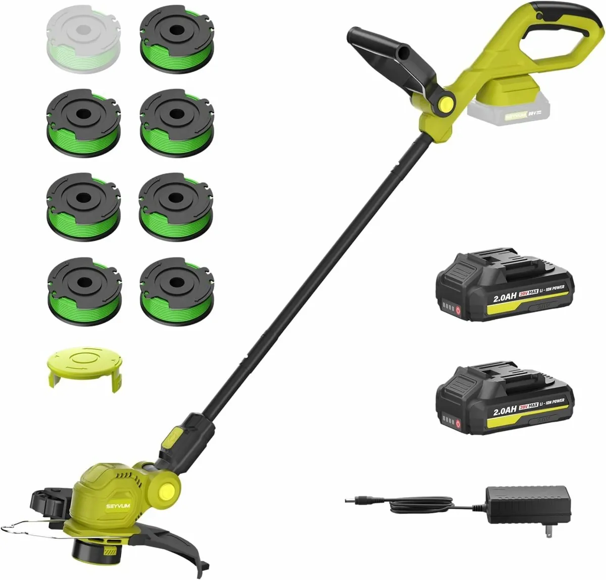 2 x 2.0Ah Battery Charger Garden Strimmer Lawns - Image 1