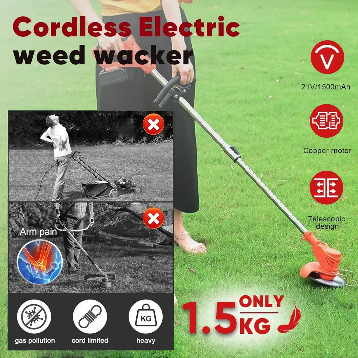 3-in-1 Cordless Strimmer Electric Battery Charger - Image 3