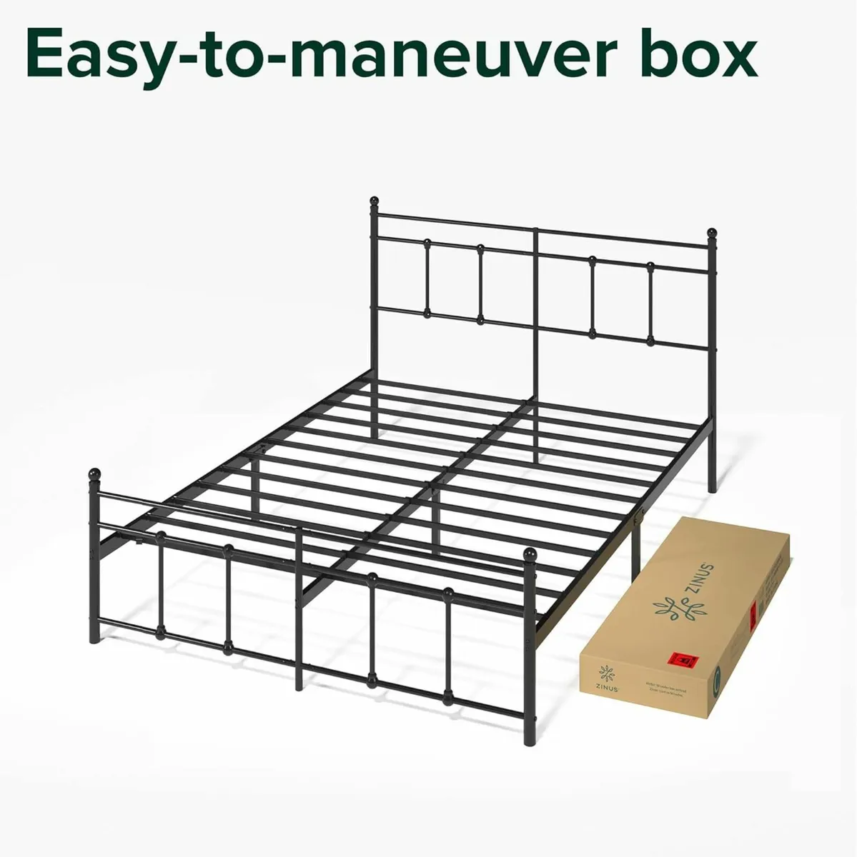 Super King Bed Frame 180x200 cm Metal Headboard - Image 2