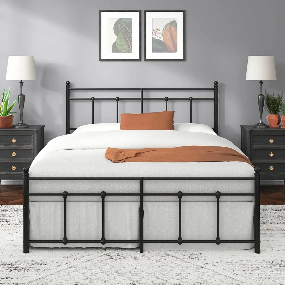 Super King Bed Frame 180x200 cm Metal Headboard - Image 1