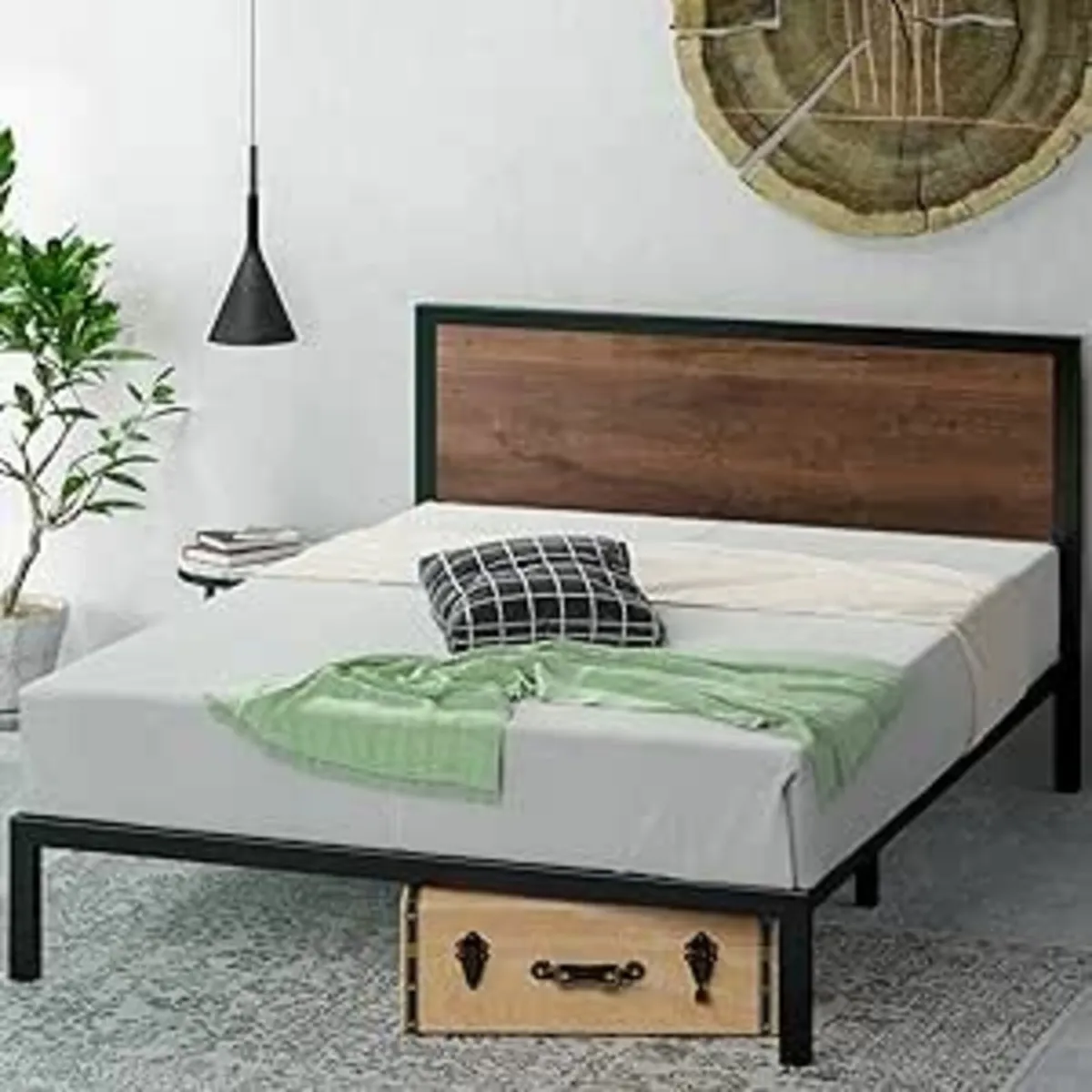 Single Bed frame 90x190 cm Wood Platform Brown - Image 2