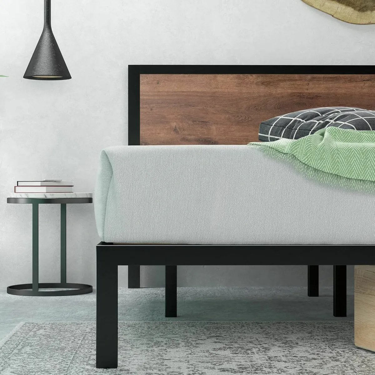 Single Bed frame 90x190 cm Wood Platform Brown - Image 4