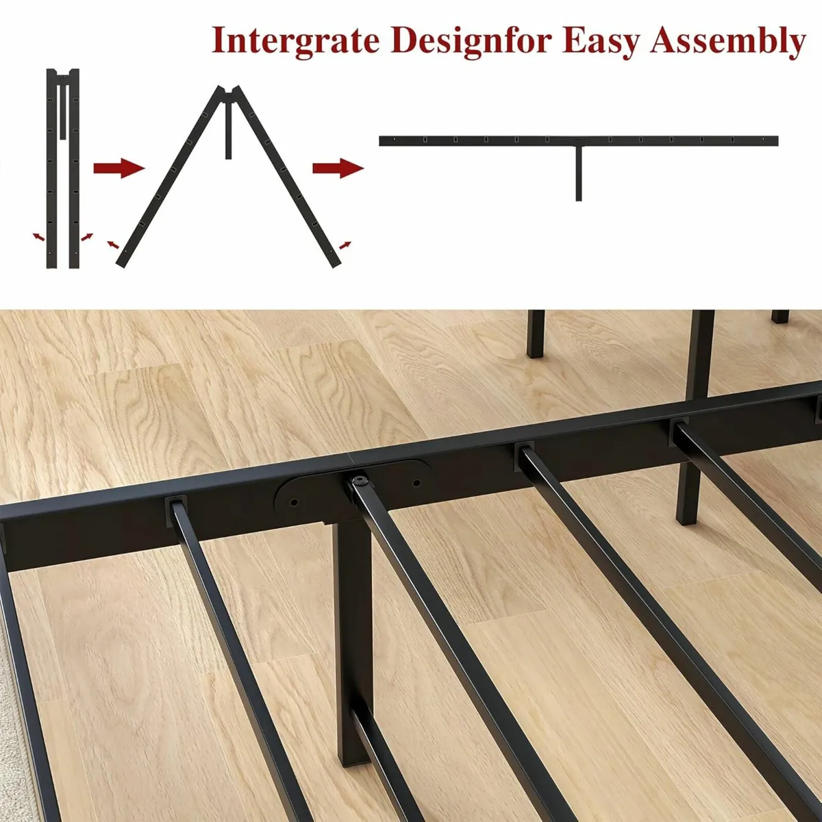 Single Bed Frame 196x91cm solid Platform Brown - Image 4