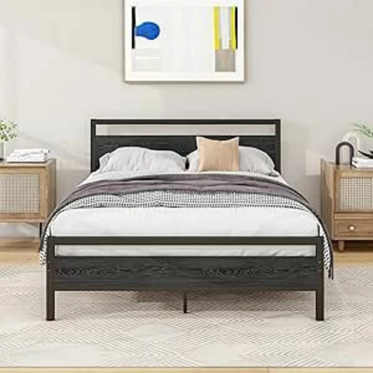 Double Bed Frames Wood Headboard 196x136cm - Image 2