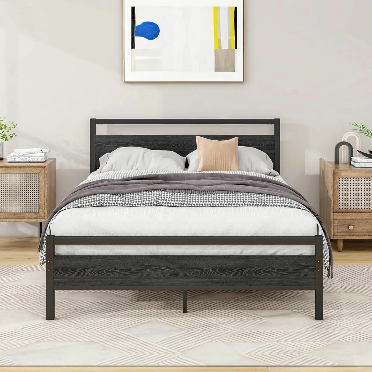 Double Bed Frames Wood Headboard 196x136cm - Image 1