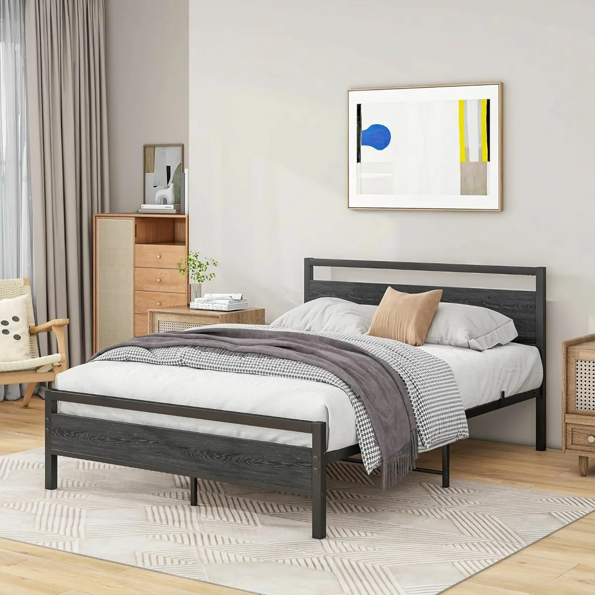 Double Bed Frames Wood Headboard 196x136cm - Image 4