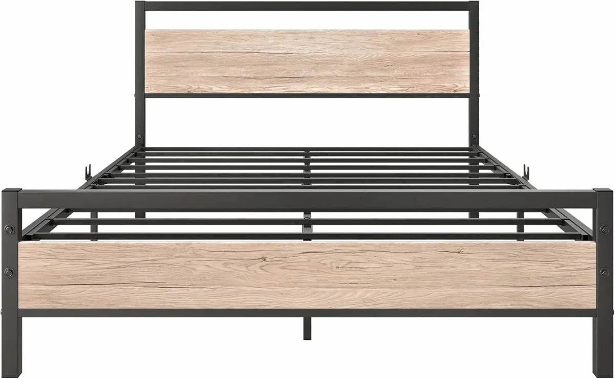 Double Bed Frames Wood Headboard 135x190cm - Image 3