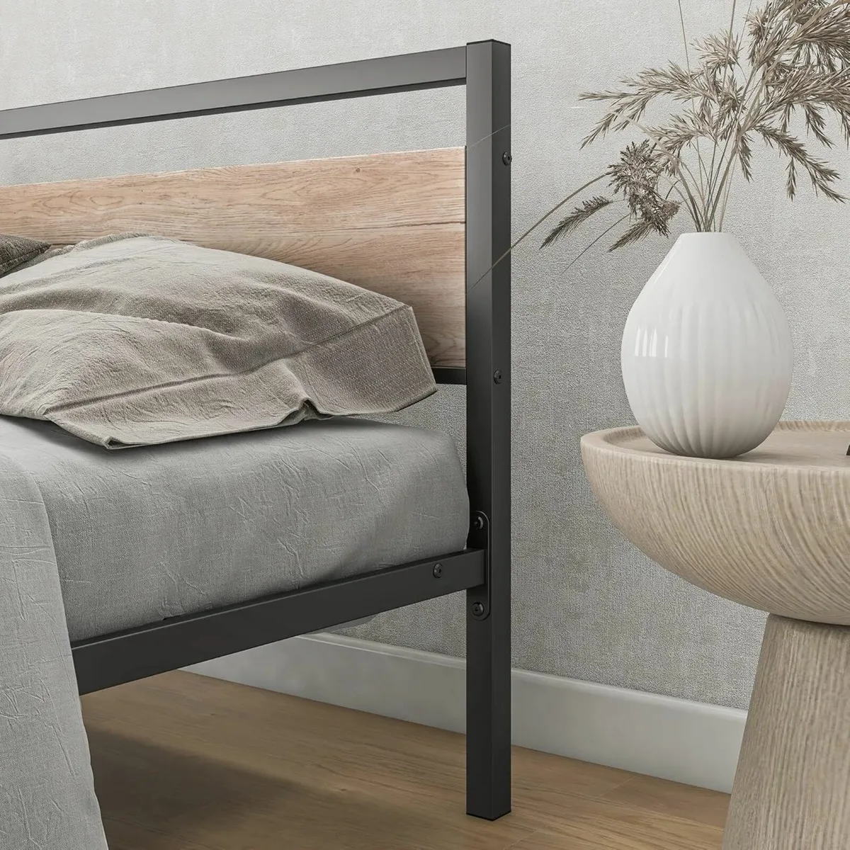 Double Bed Frames Wood Headboard 135x190cm - Image 4