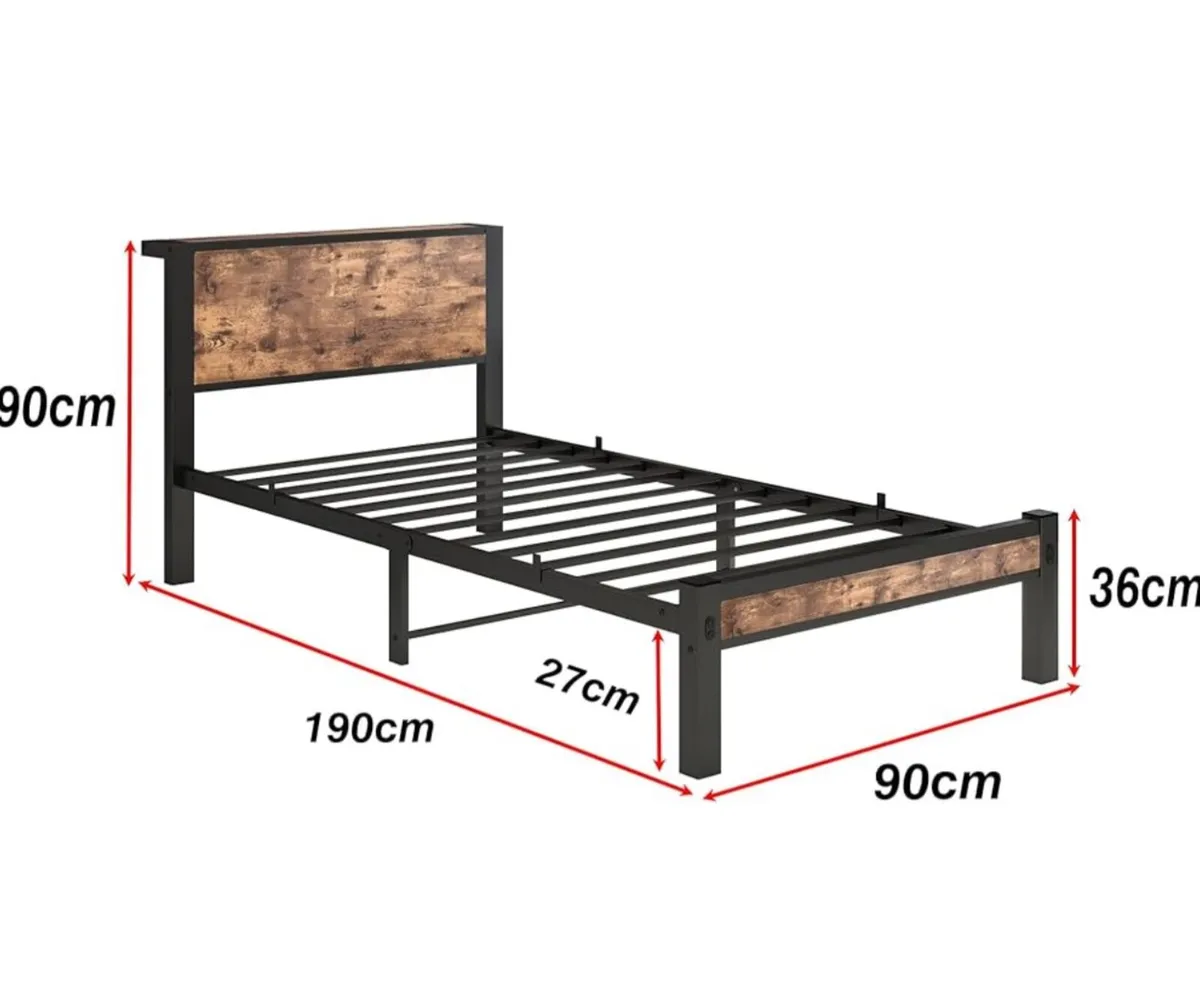 Single Bed Frames with Wooden Storage Headboard - Image 3