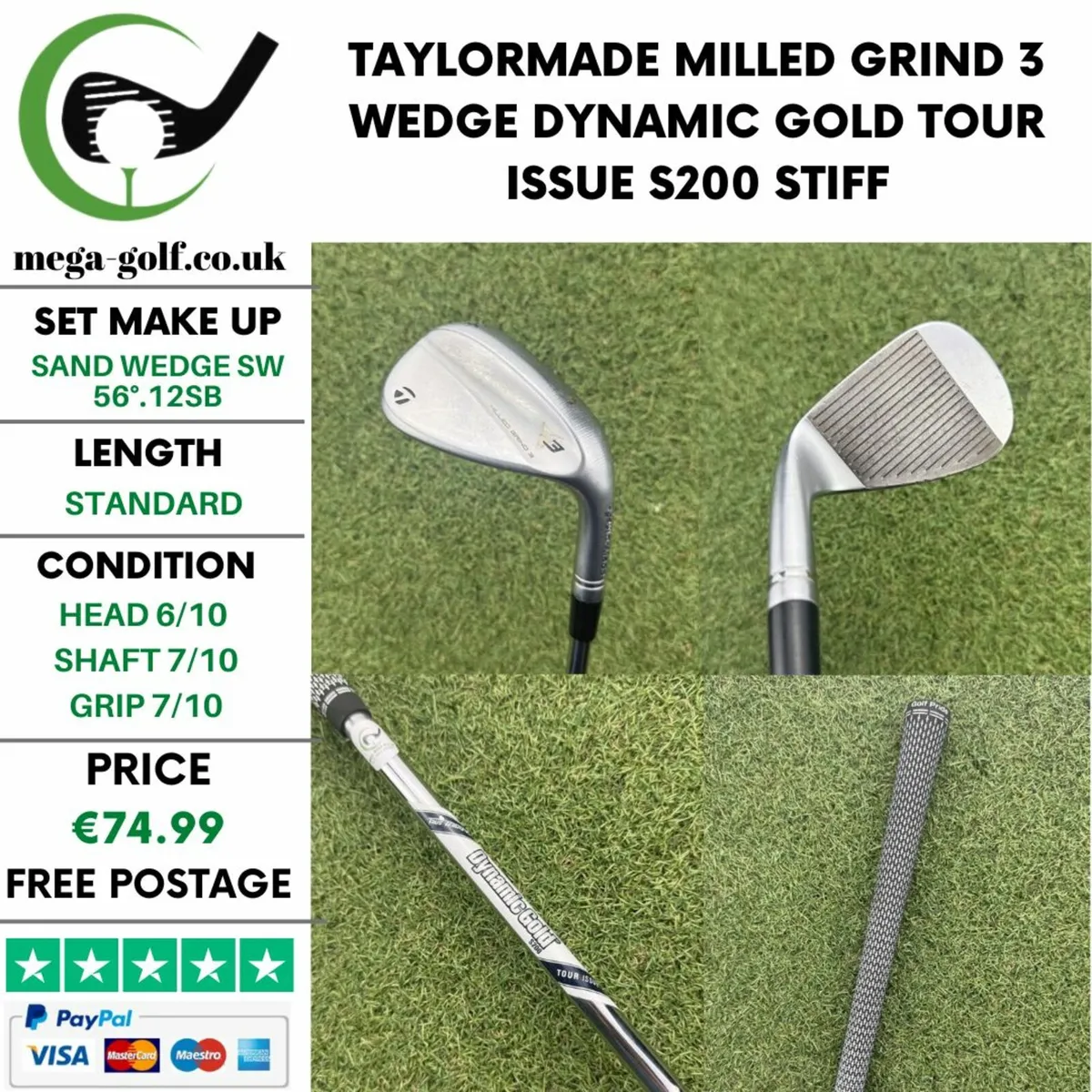 TAYLORMADE MILLED GRIND 3 WEDGE SW 56°.12SB /STIFF - Image 1