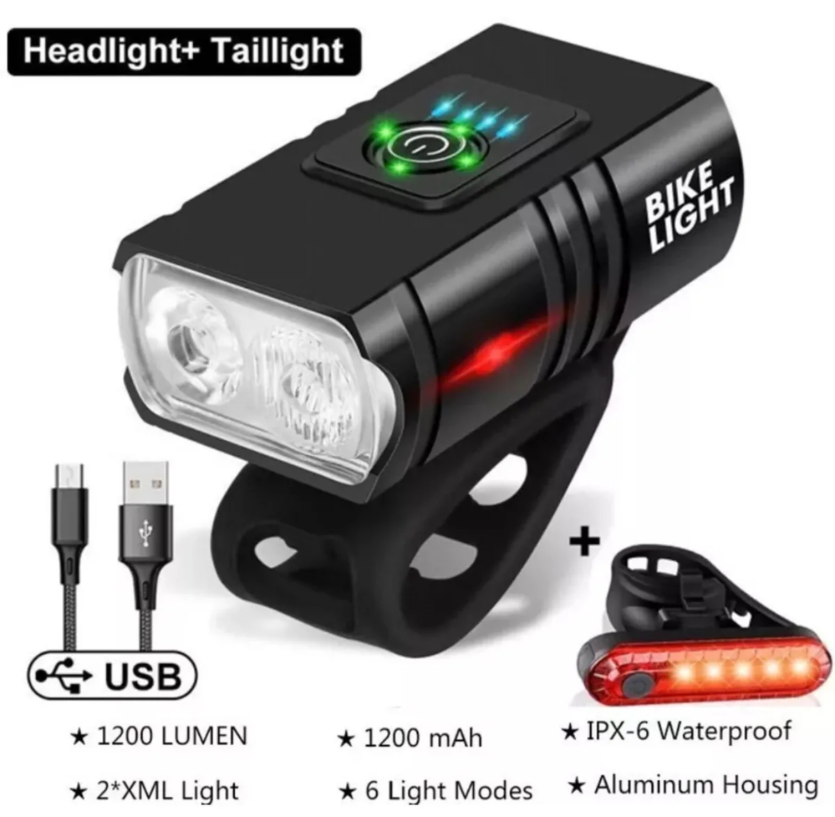 Front & Rear Bike Lights USB Rechargeable NEW - Image 3