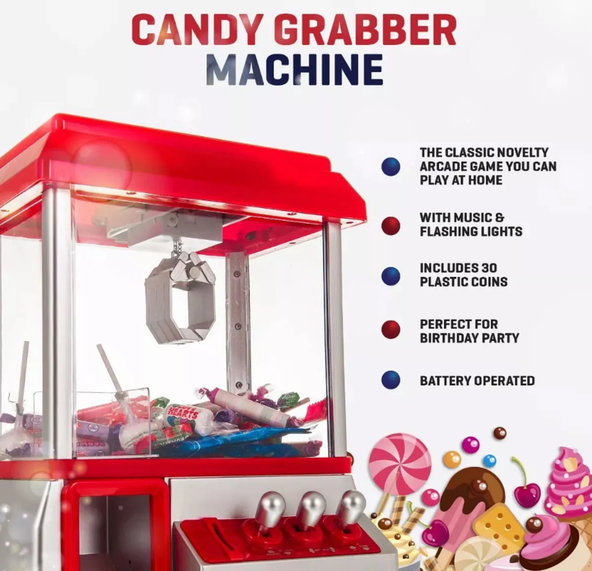 Retro Arcade Candy Grabber Machine NEW - Image 1