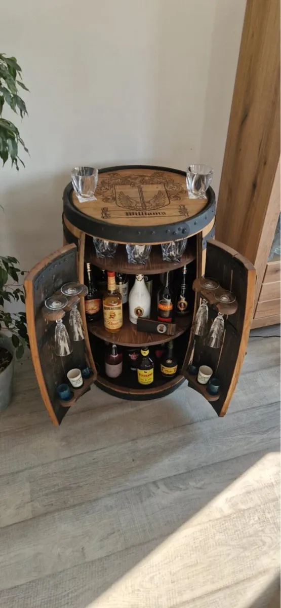 Personalised Whiskey Bar Barrel Liquor Cabinet Bar - Image 2