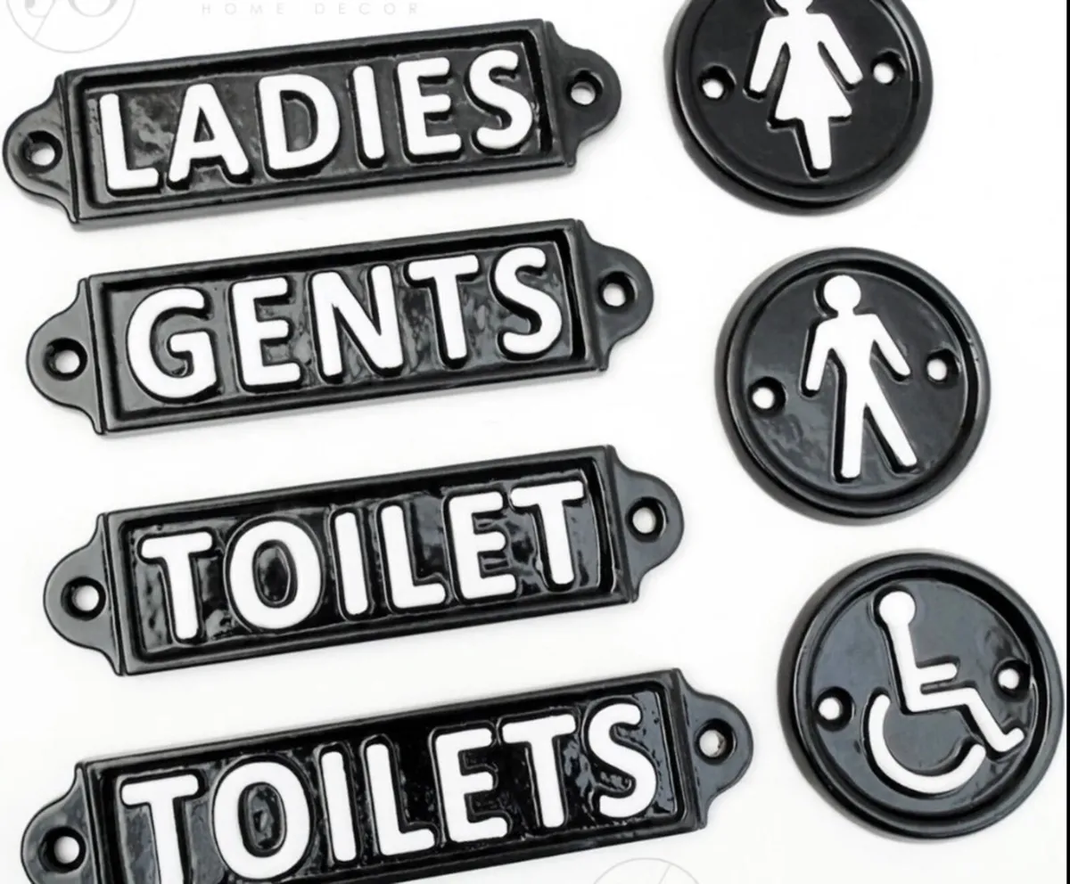 Vintage Style Toilets Door Sign Cast Iron NEW - Image 1
