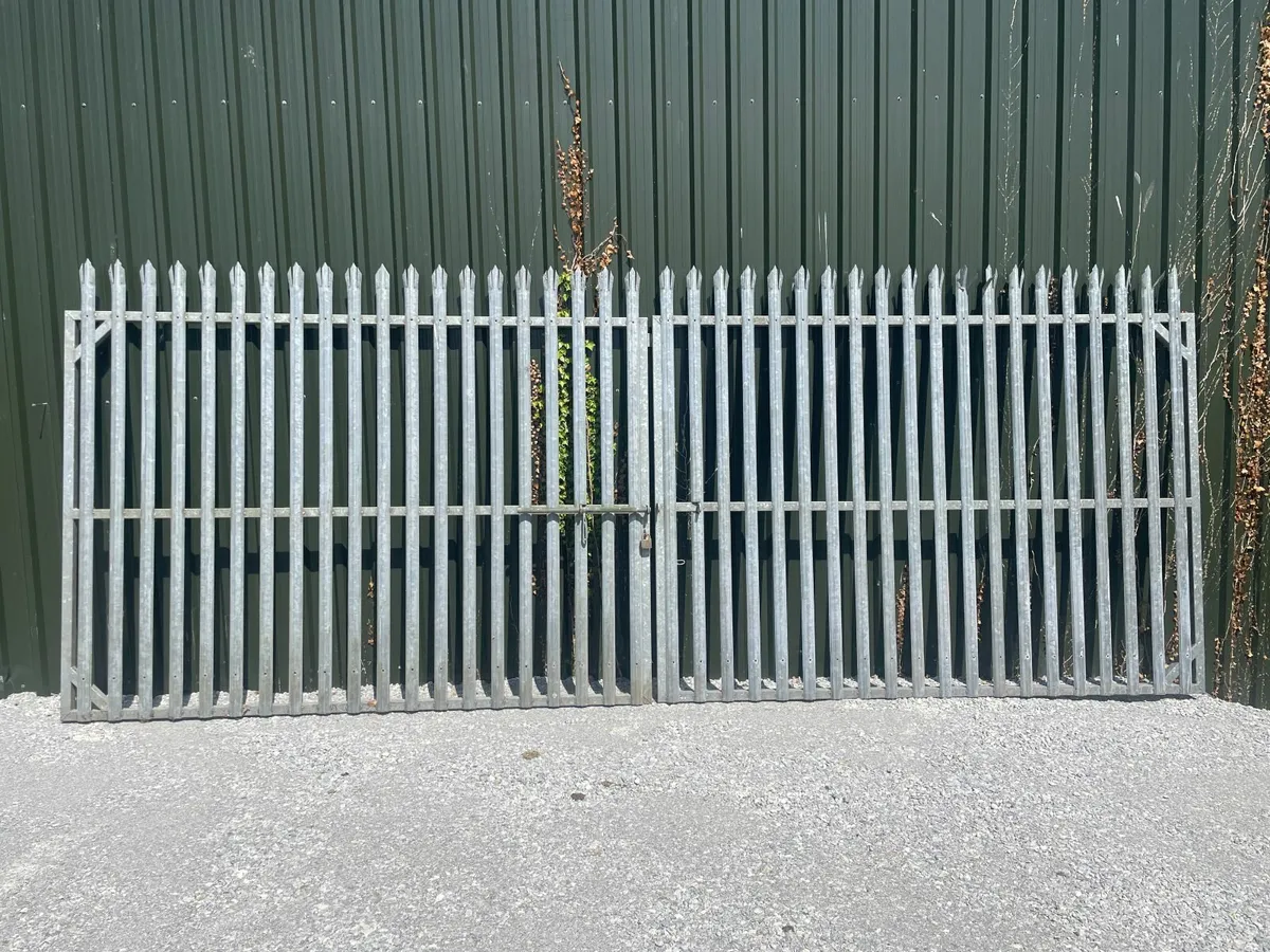 6.0m x 2.4m Galvanised Palisade Double Gate - Image 1