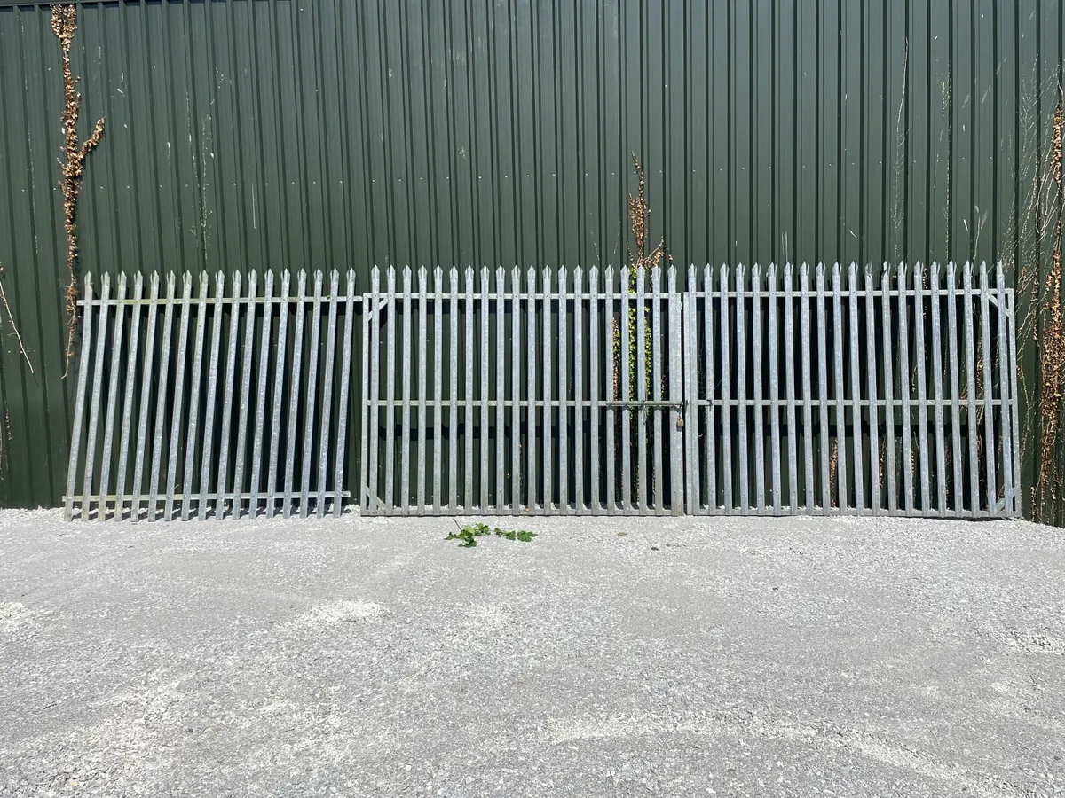 6.0m x 2.4m Galvanised Palisade Double Gate - Image 2