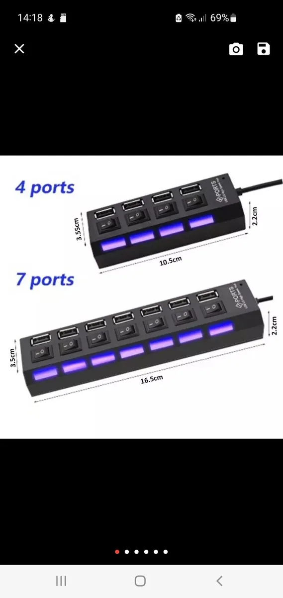 4 & 7 Port USB Hub Splitters - Image 1