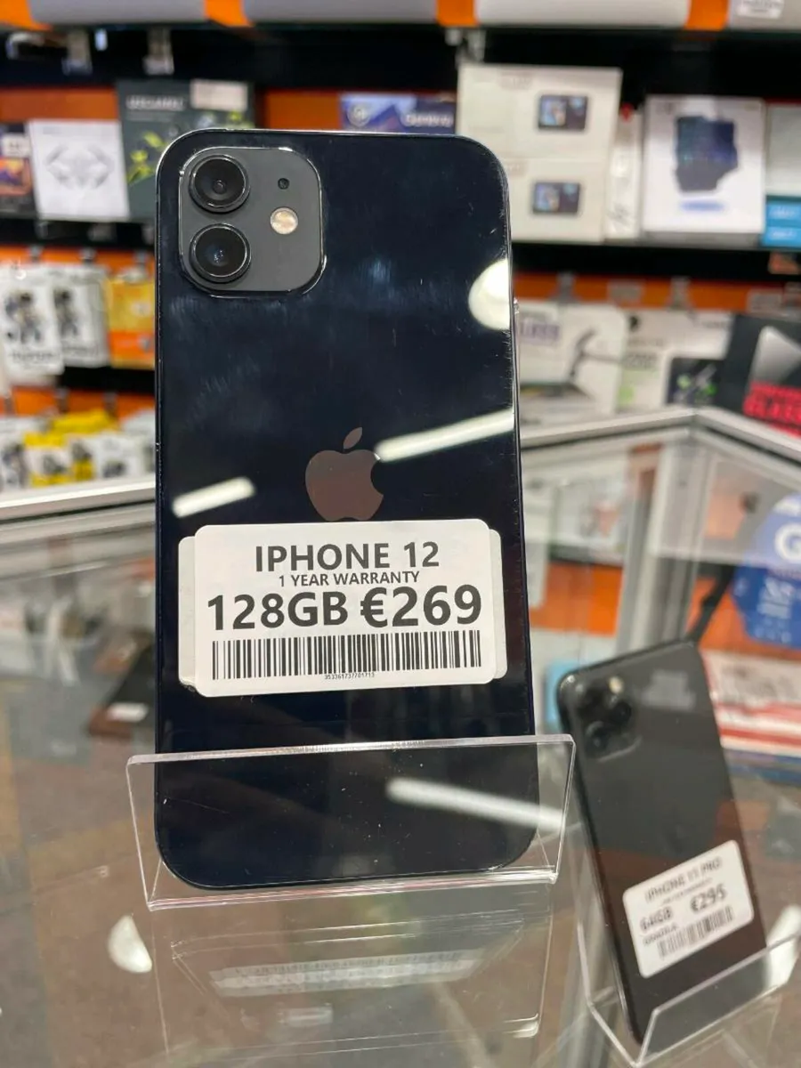 IPHONE 12 128GB, 1 YEAR WARRANTY, UNLOCKED - Image 1