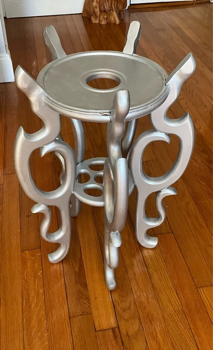 Small Ornate Wooden Plant Table - Image 2