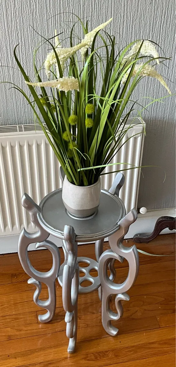 Small Ornate Wooden Plant Table - Image 4